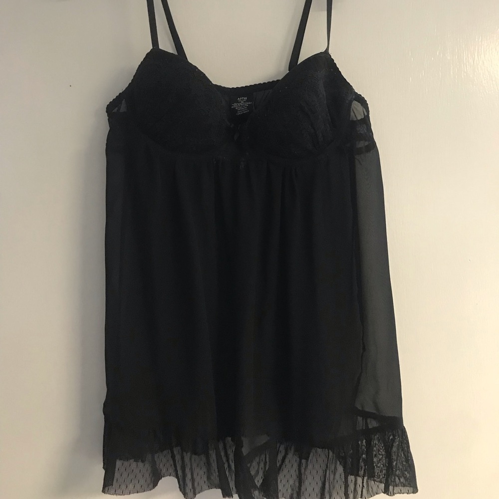 🔴 Black chiffon lingerie